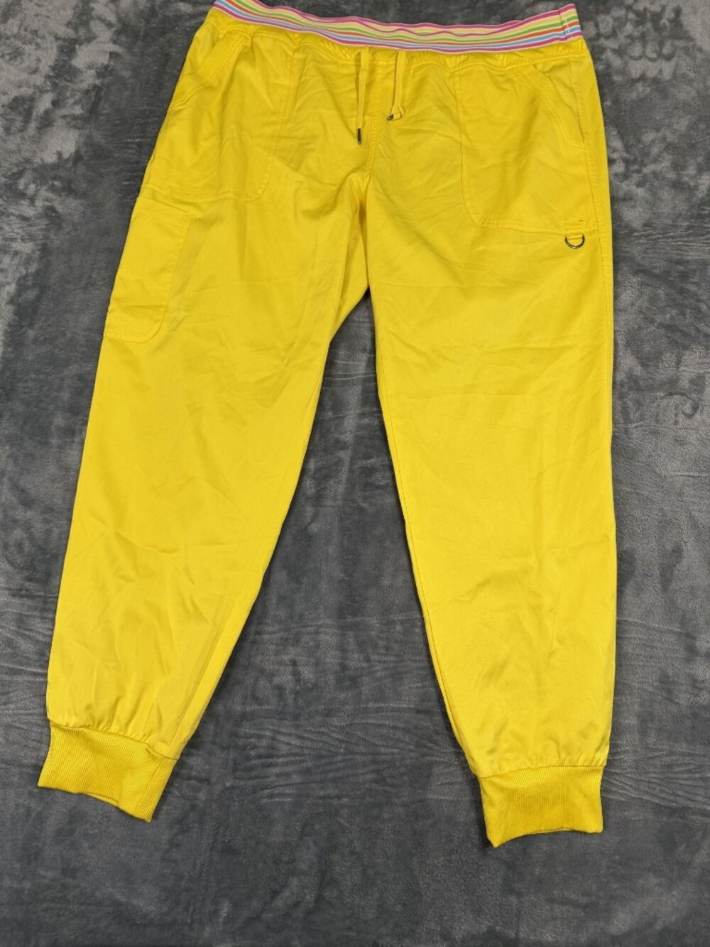 Ava Therese Yellow Jogger Pants With Rainbow Elastic Waist XL